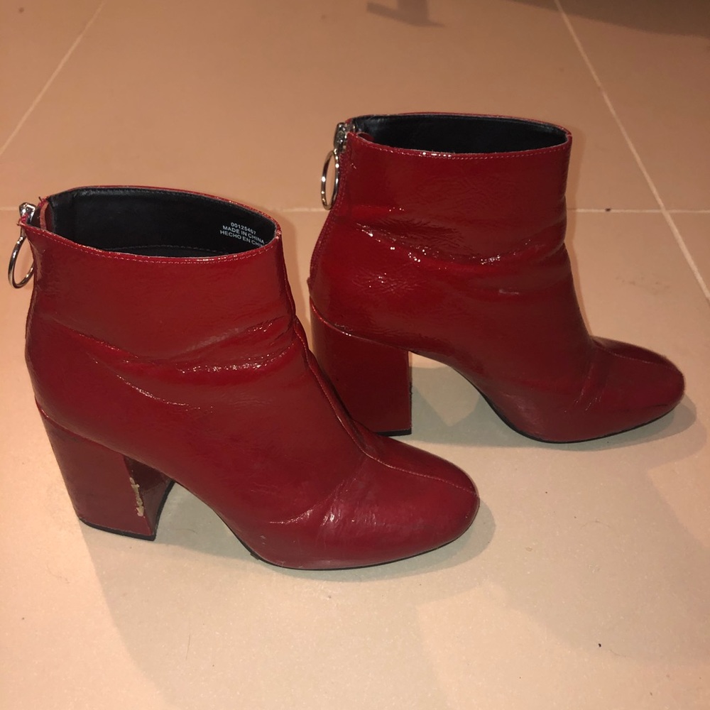 F21 Red Leather Booties - 7